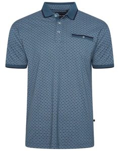 KAM Geo Print Polo Shirt Pacific